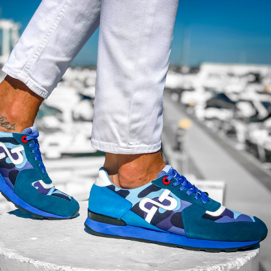 Lace-Up Paint Sneakers Blue - Image 2