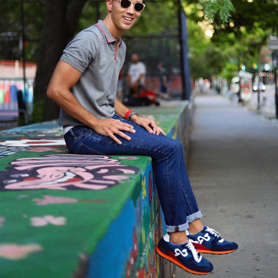 Lace-Up Suede Sneakers Blue - Image 3