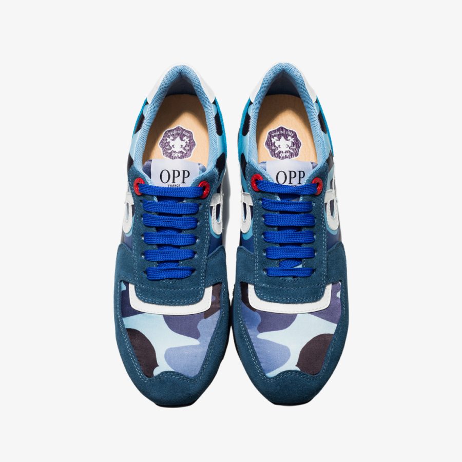 Lace-Up Paint Sneakers Blue - Image 4
