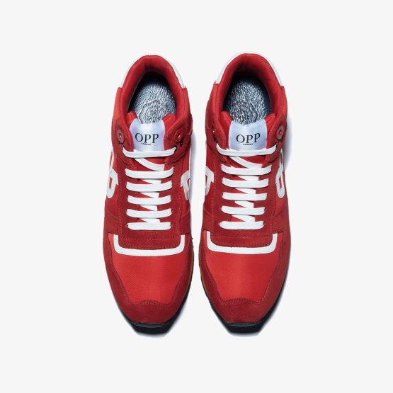High Top Lace-Up Suede Sneakers Red