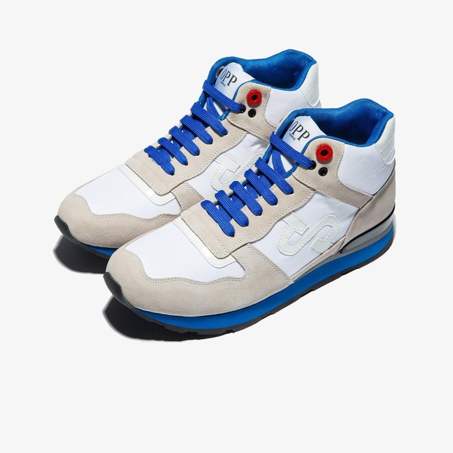 High Top Lace-Up Suede Sneakers White - Image 3