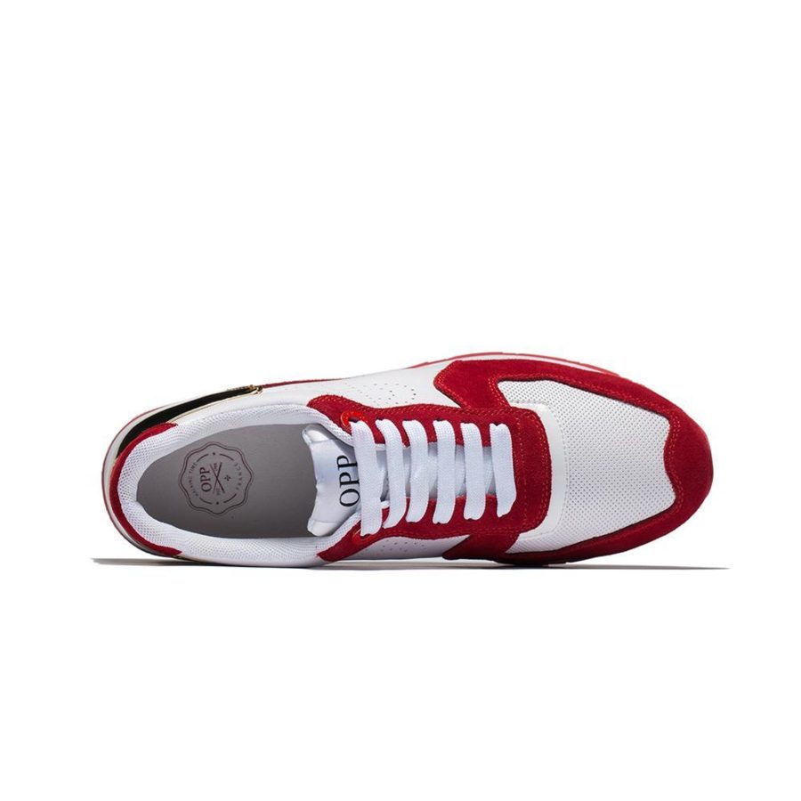 Lace-Up Suede Sneakers Red - Top Sneakers - OPP Official Store (OPP France)