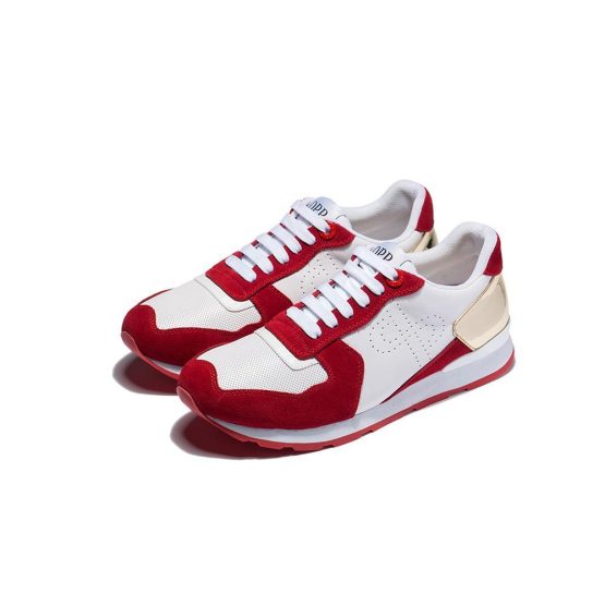 Lace-Up Suede Sneakers Red
