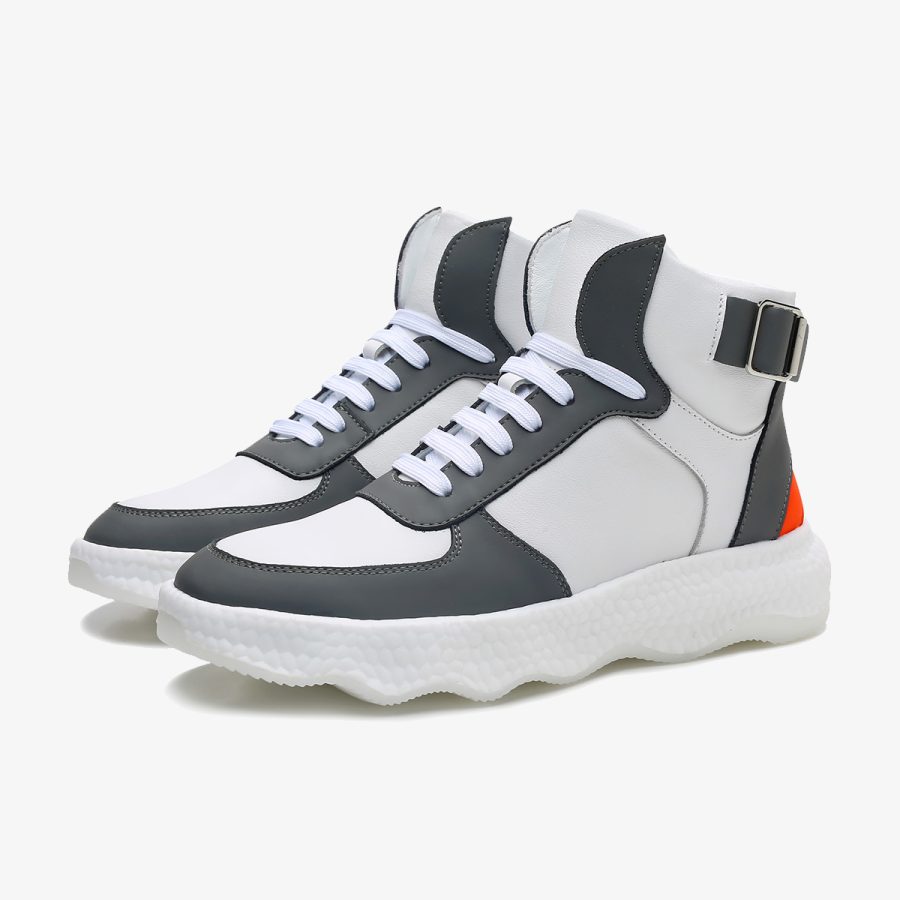 Men High-Top Shoes Grey - Image 6