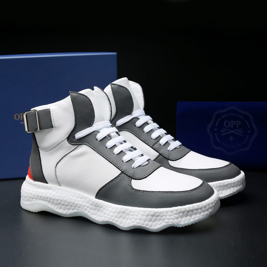 Men High-Top Shoes Grey - Image 7