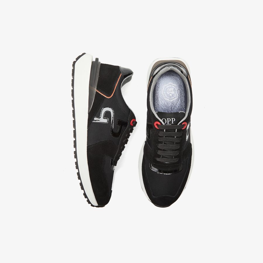 Lace-Up Suede Sneakers Black - Image 5