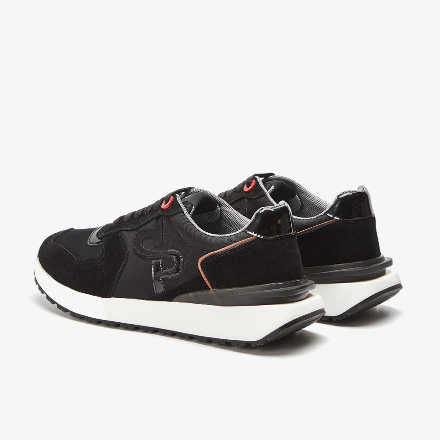 Lace-Up Suede Sneakers Black - Image 6