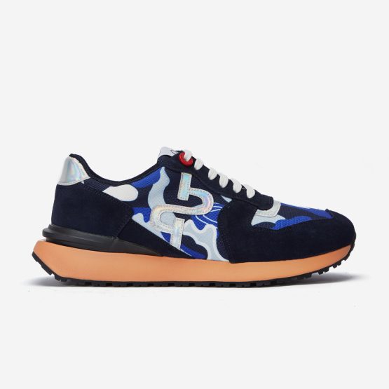 Lace-Up Suede Sneaker Navy Blue