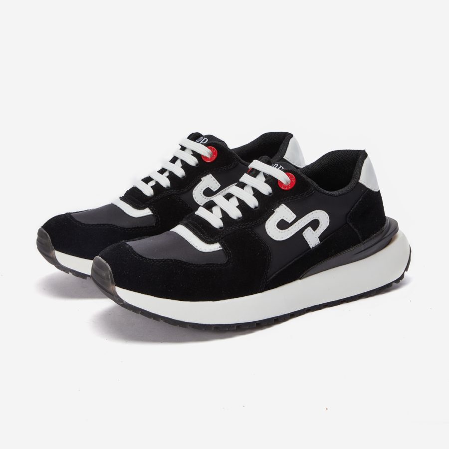 Women Lace-Up Suede Sneaker Black - Image 3