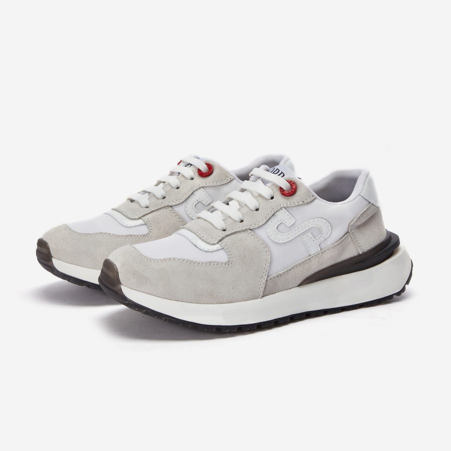 Women Lace-Up Suede Sneaker White - Image 3