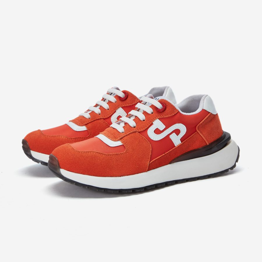 Women Lace-Up Suede Sneaker Orange Red - Image 3