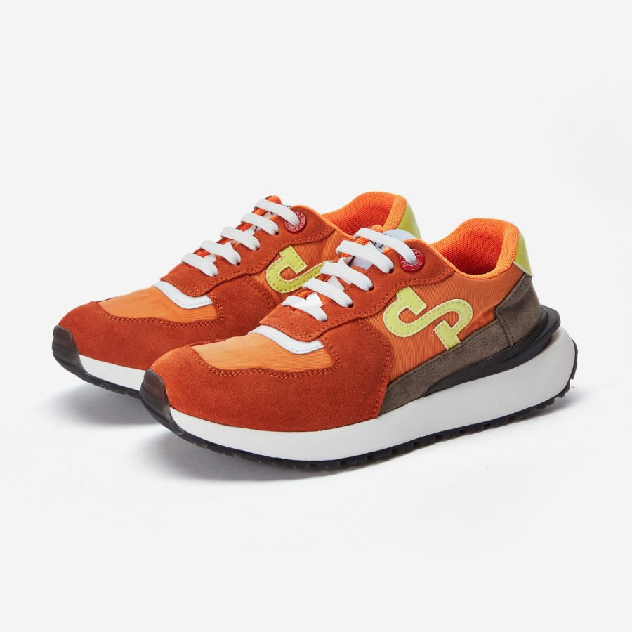 Women Lace-Up Suede Sneaker Orange - Image 3