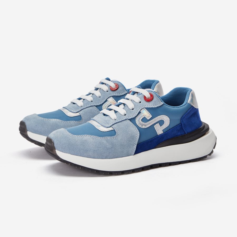 Women Lace-Up Suede Sneaker Sky Blue - Image 3