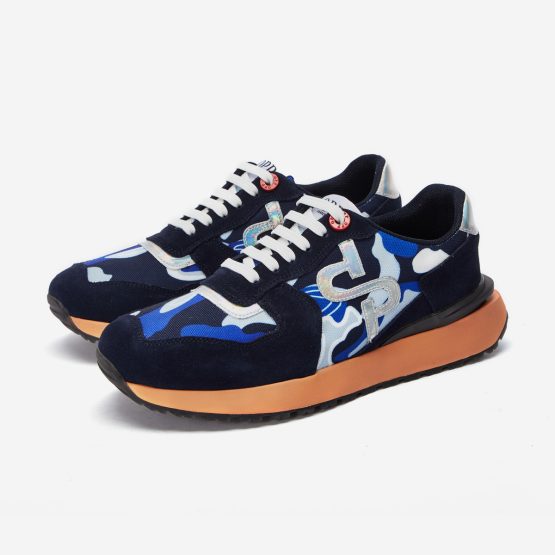 Lace-Up Suede Sneaker Navy Blue