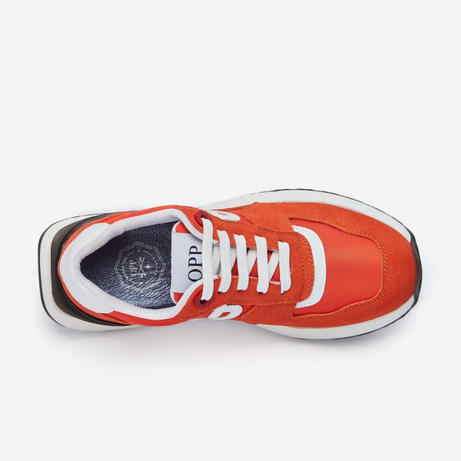 Women Lace-Up Suede Sneaker Orange Red - Image 4