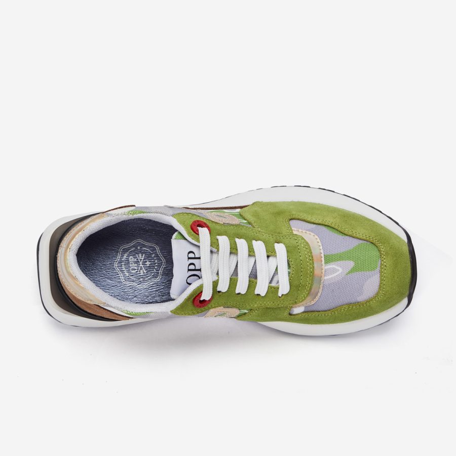 Women Lace-Up Suede Sneaker Tea Green - Image 4