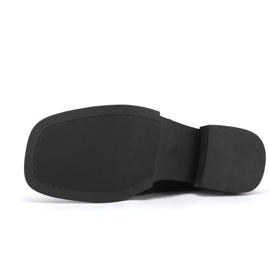 Women Square Toe Block Heel Martin Boots Black - Image 4