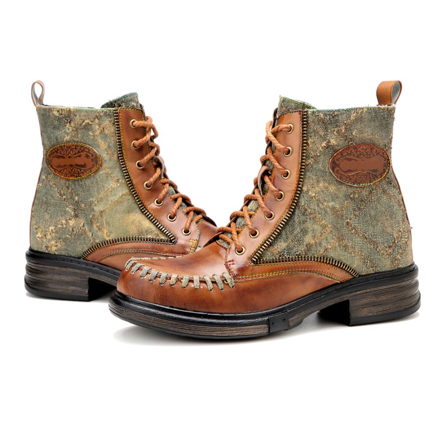 Women Splicing Pattern Martin Boots