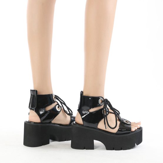 Women High Top Cutout Platform Sandals