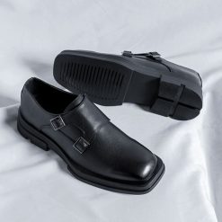 Black Square Toe Fashion Oxford Shoes (1)