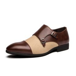 Colorblock Stitched Buckle Monks Brown