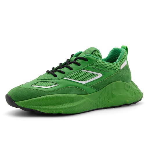 Lace-up Leather-paneled Sneakers Green