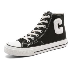 Men-High-Top-Letter-C-Canvas-Shoes-Black