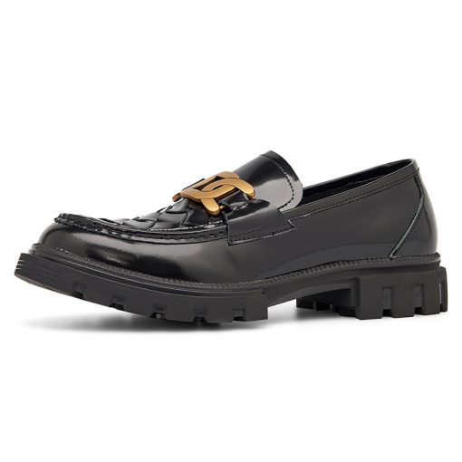 Patent-leather Woven Loafers