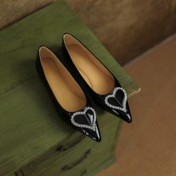 Women Heart Rhinestone Single Shoes (4)
