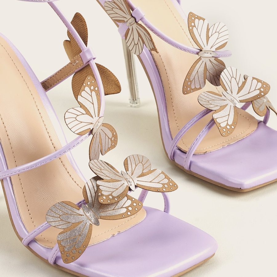 Women Butterfly Crystal High Heel Sandals - Image 4
