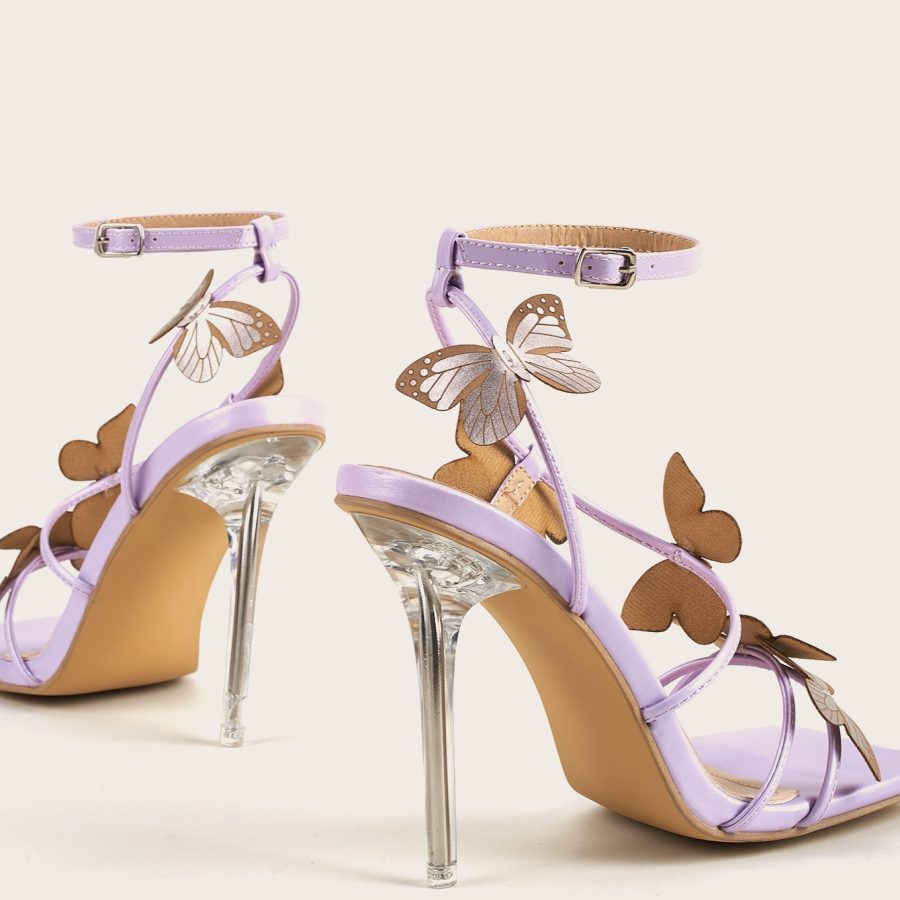 Women Butterfly Crystal High Heel Sandals - Image 3