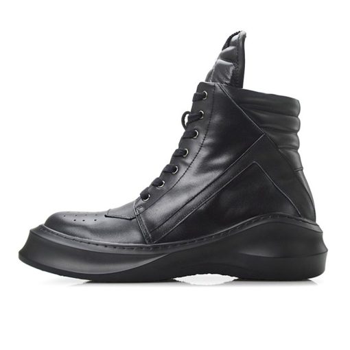 British Style Thick-soled High-top Casual Shoes Black