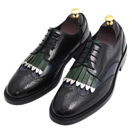 Lace-up Fringe Engraved Oxford Shoes-MA0414501 (2)