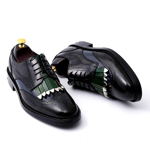 Lace-up Fringe Engraved Oxford Shoes-MA0414501 (4)