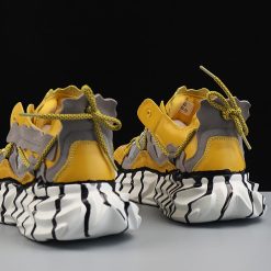 Mesh Panel Platform Sneakers Yellow (4)