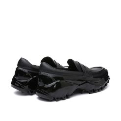 Platform Drop Rubber Sole Loafers Black-M0315001 (4)