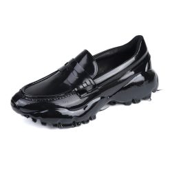 Platform Drop Rubber Sole Loafers Black-M0315001 (5)