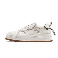 Textured Leather Patchwork Casual Shoes White