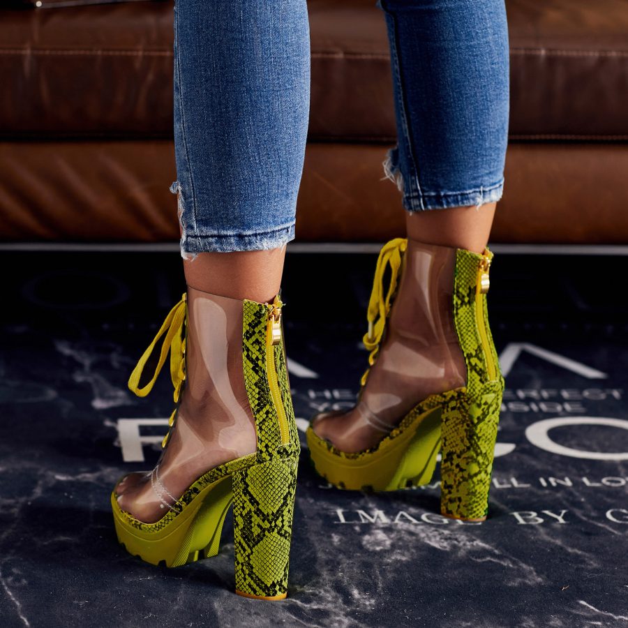 Women Transparent Lace-Up Platform Sandals - Image 4