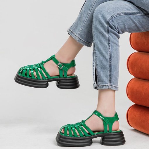 Women Square-toe Woven Cutout Sandals-WA0716895 (2)