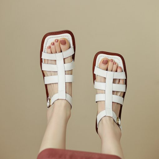 Women Vintage Square Toe Sandals (3)