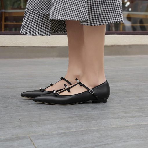 Women Bow Tie Pearl Single Shoes (2)