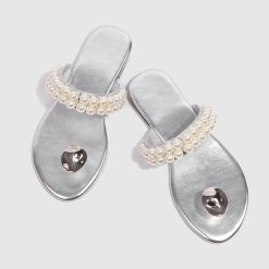 Women Niche Design Pearl Slippers Silver -WA0923422 (5)