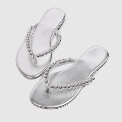 Women Pearl Flip Flops Silver-WA0822605 (2)