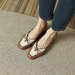 Women Square-toe Bow Sandals-WA0724395 (3)