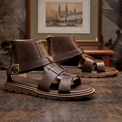 Zipper Cutout Leather Sandals-MA0620595 (2)