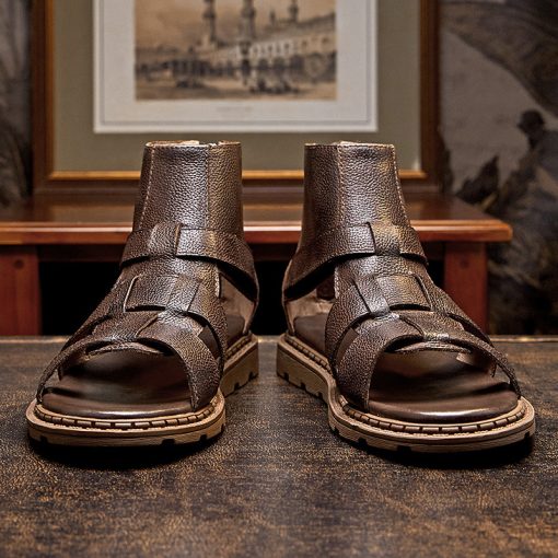 Zipper Cutout Leather Sandals-MA0620595 (5)