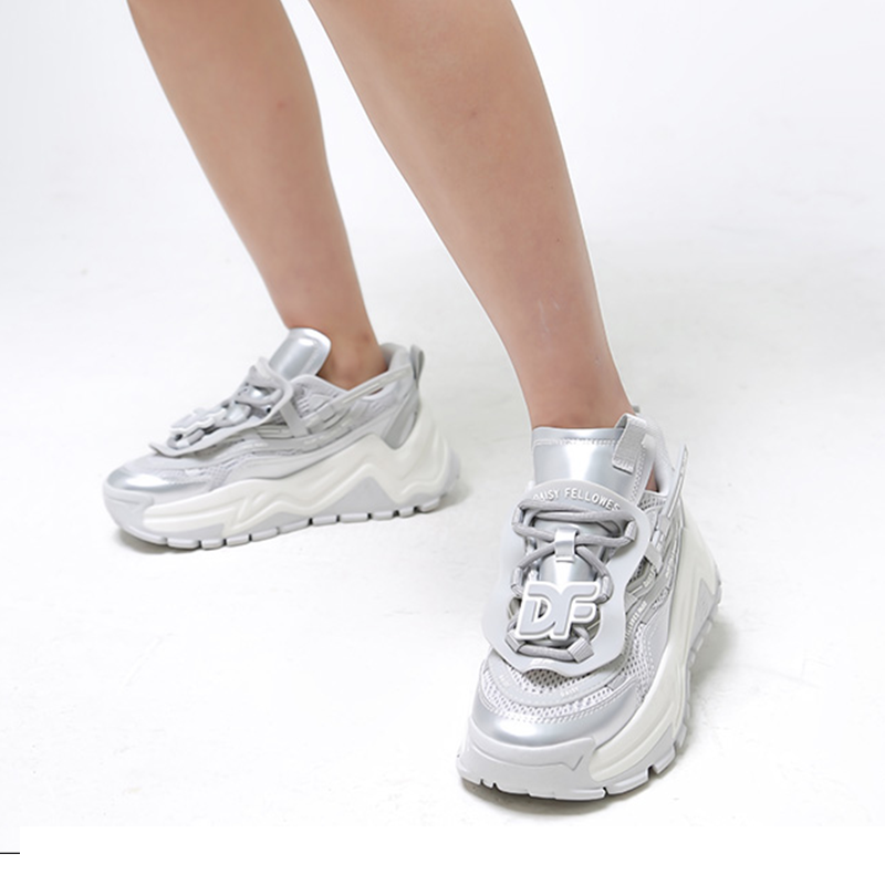 silvery retro trendy and fashionable unisex casual shoes - Image 6