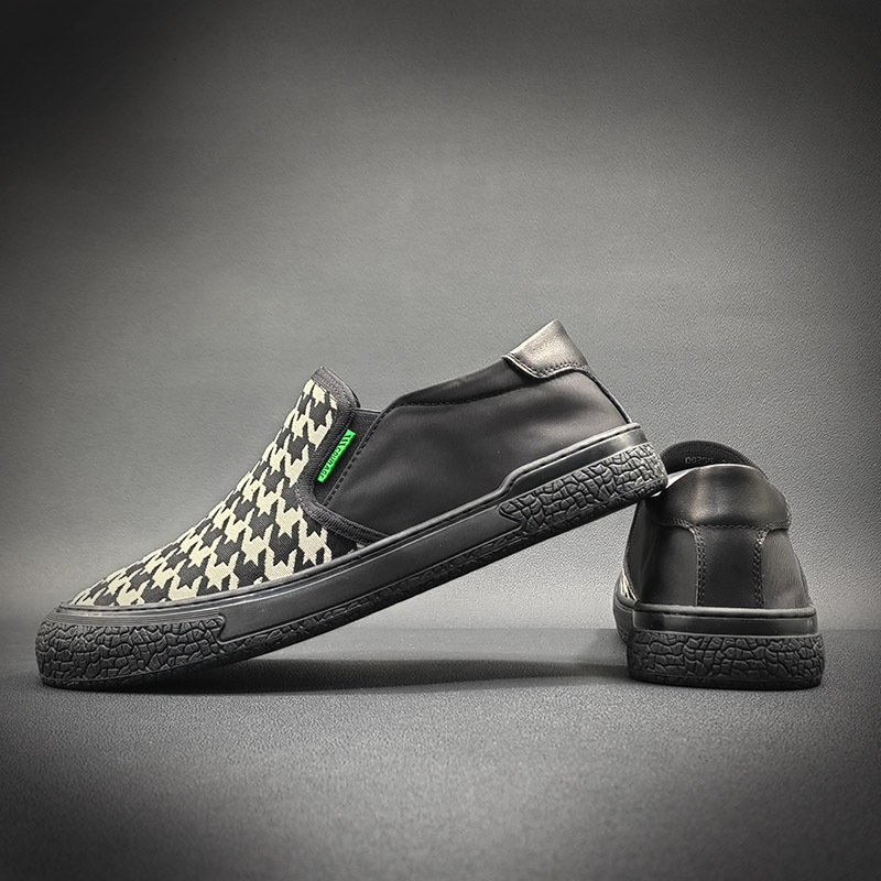 Men Black And White Plaid Loafers - Image 5