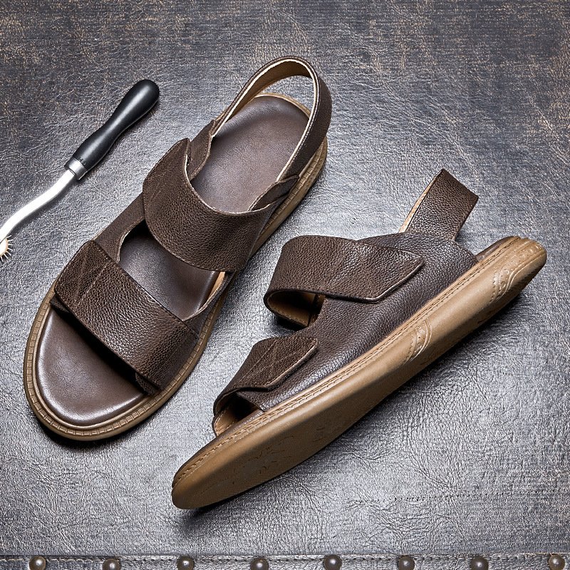 Men Leather Trend Sandals Brown - Image 4